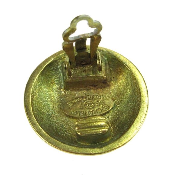 Chanel Button Earrings Clip-On Gold - Picture 2 of 5